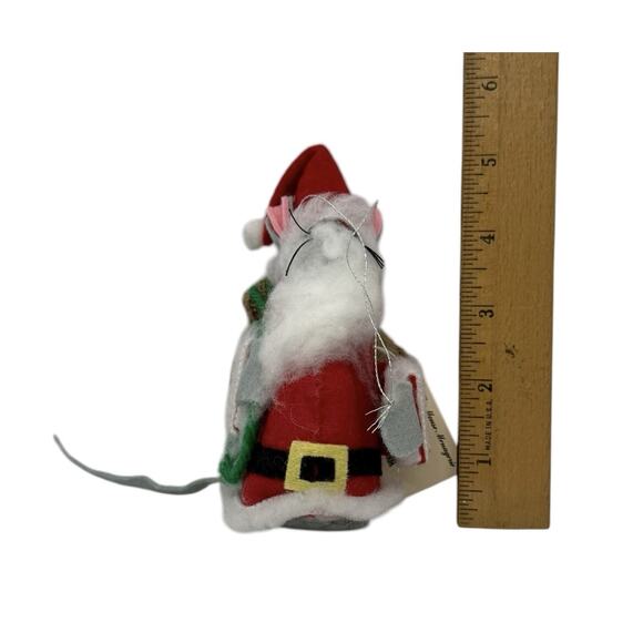 Festive Vintage Handcrafted Wool Felt Mouse Santa Claus Ornament XMAS Friends - Picture 9 of 12